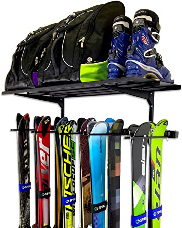 StoreYourBoard Omni Ski Wall Rack and Storage Shelf, Holds 10 Pairs, Ski Wall Mount, Home and Garage Storage Hanger