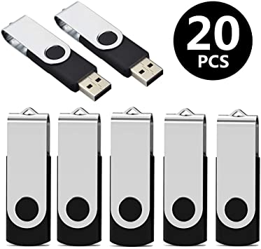 Aiibe 20pcs 8GB Flash Drives Bulk 8GB USB Flash Drive 20 Pack 8GB USB Sticks USB 2.0 Thumb Drive - Black