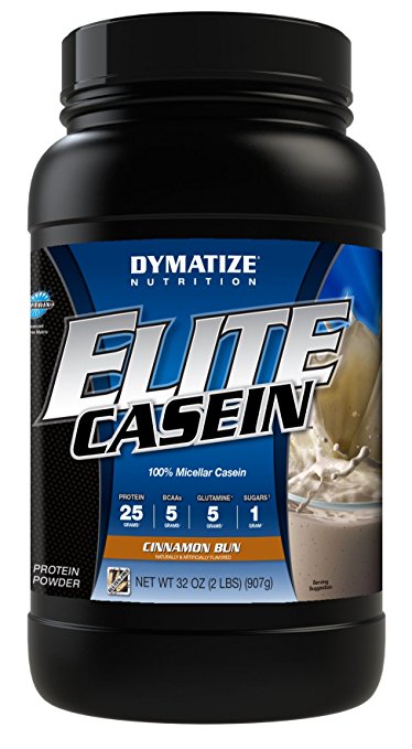 Dymatize Nutrition Elite Casein Pre-Workout Supplement, Cinnamon Bun, 2 Pound