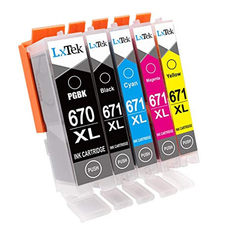 LxTek Compatible Canon 670XL PGI-670 XL 671XL CLI-671 XL Ink Cartridges for Canon PIXMA MG5760 MG5765 MG6860 MG5766 MG6865 MG7760 MG7765 MG7766 TS5060 TS6060 TS8060 TS9060 Printer