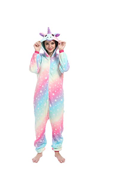 Adult Unicorn Onesie,One Piece Animal Cosplay Costume Pajamas Halloween Sleepwear Gifts for Women Men