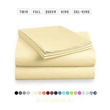 Luxe Bedding Bed Sheet Set - Brushed Microfiber 2000 Bedding - Wrinkle, Fade, Stain Resistant - Hypoallergenic - 4 Piece - Unique Christmas Presents for family (Twin, Vanilla)