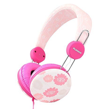 Sound Intone IP-810 Stereo Lightweight Portable Wired Kids Girls Headphones with Microphone,Stretching Headband,Music Computer Headsets for All 3.5mm Jack Devices Earphones (Pink)