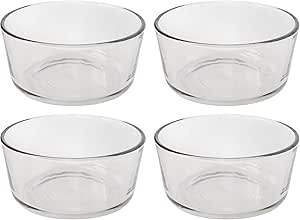 Pyrex Simply Store 7201 4-Cup Round Clear Glass Food Storage Bowls - 4 Pack Made in the USA