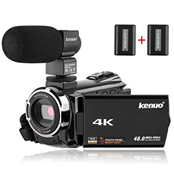 Kenuo 4K Camcorder, 48MP Portable Ultra-HD 60FPS WiFi Digital Video Camera 3.0" Touch Screen IR Night Vision Camcorder with Wide Angle Lens