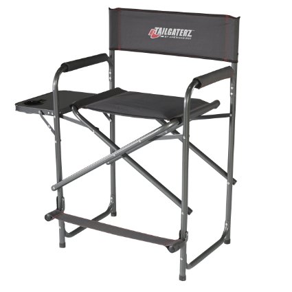 Tailgaterz Take-Out Seat Steel Chair with Side Table Game Day Graphite