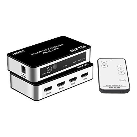 4K@60HZ  HDMI Switcher, EPOLLO Premium 3 Port HDMI Switch with IR Wireless Remote And AC Power Adapter Supports Ultra HD 4K@60Hz Full 3D HDCP2.2 Ultra-Fast-Paced Play for PC,PS4,DVD Etc