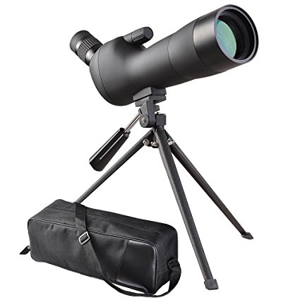 AW 20-60x60mm Zoom Angled Spotting Scope Monocular Telescope Angled Eyepiece Waterproof with Tripod & Soft Case