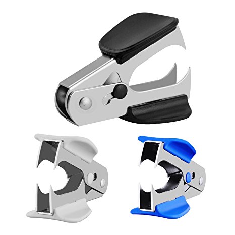 MROCO Staples Remover Staple Removers Staple Pull Staple Remover Office Staple Removal Tool, Extra Wide Steel Jaws Style Remover for Staple, Black,Blue,Gray,Pack of 3PCS