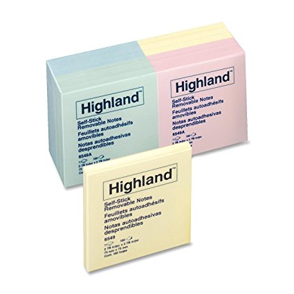 Highland Notes, 3 x 3-Inches, Assorted Pastel Colors, 12-Pads/Pack