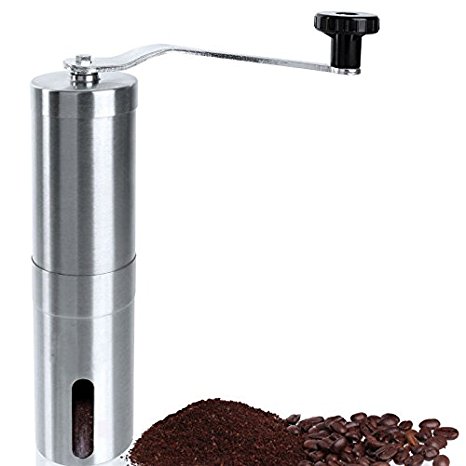 ShellMiMi Manual Coffee & Sea Salt Grinder with Ceramic Burr Stainless Steel Hand Coffee Mill