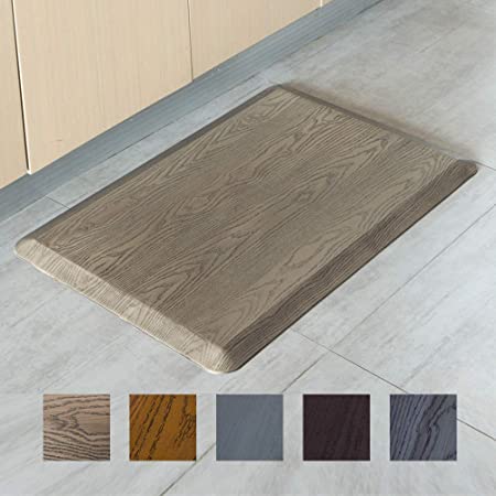 Extra Thick Anti Fatigue Comfort Mat - Non-Slip Kitchen Floor Mat - Waterproof Standing Kitchen Mat Commercial Pads for Offices, Home, Garages - Relieves Pain (Beige Wood Grain, 20''x30''x3/4'')