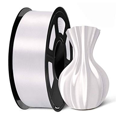 SUNLU PLA Silk White Filament 1.75mm 3D Printer Filament, 1KG 2.2 LBS Spool 3D Printing Material, Shiny Metallic PLA Silk Filament