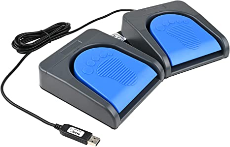iKKEGOL 2022 Upgraded USB Foot Double Switch Pedal Assembly Control Two 2 Key Footswitch Program Customized Computer Keyboard Mouse Game Action HID (Blue Pedal)