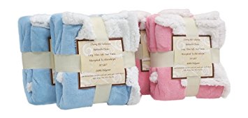 Set of 2 - High Quality - Super Soft Baby Blanket - Reversible - Sherpa/Microplush - 30" x 40" - Light Blue - Exclusively by Blowout Bedding RN# 142035