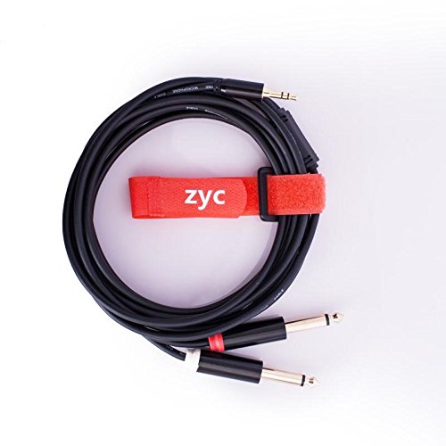 ZYC 3.5mm 1/8" Male TRS to Dual 6.35mm 1/4" Male TS Mono Y-Cable Splitter Cord for iPhone, iPod, Laptop,Power Amplifier,Microphone and Guitar (Black)