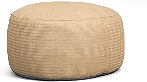 Big Joe Round Ottoman Weatherproof Bean Bag Footrest, Natural Basket Weave, Breathable Weather Resistant Fabric, 2.5 feet