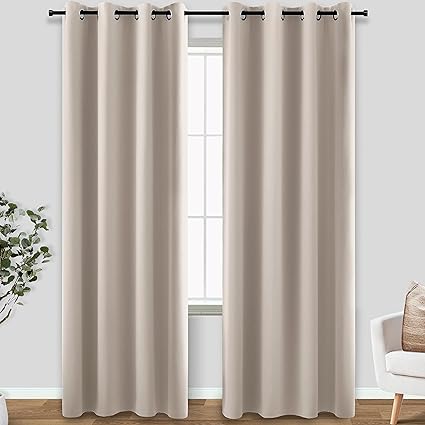 KOUFALL Tan Curtains 96 Inch Length for Living Room Neutral Blackout Thermal Insulated Drapes for Bedroom Window,Set of 2 Panels with Grommet,Khaki Taupe Dark Oatmeal Beige,52x96 Inches Long