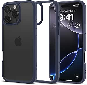 Spigen Ultra Hybrid Designed for iPhone 16 Pro Case [NOT Compatible with MagSafe], [Anti-Yellowing], [Military-Grade Protection] - Navy Blue