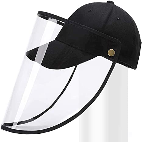 Unisex Safty Protective Hat, Removeble Face Mask Full Shield Hat Anti-Spitting Splash Hat Windproof Dustproof Safety Baseball Sun Hat (black)