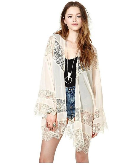 Gypsy Women Vintage Hippie Boho Kimono Cardigan Lace Crochet Jacket Tops Blouse