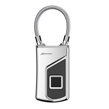 Fingerprint Padlock,Travel Lock,Meknic FP01 Biometric Digital Lock Stainless Steel Aluminum IP66 Waterproof USB Charge Security Lock for School Gym Locker, Luggage Suitcase, Cabinet
