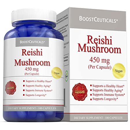 BoostCeuticals Reishi Mushroom Capsules, 900mg Ganoderma Lucidum Extract per serving, 100 Count 50 Day Supply