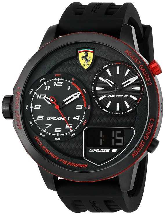 Ferrari Men's 'XX Kers' Quartz Stainless Steel and Silicone Casual Watch, Color:Black (Model: 0830318)