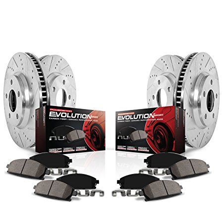 Power Stop K5564 Front and Rear Z23 Evolution Brake Kit with Drilled/Slotted Rotors and Ceramic Brake Pads