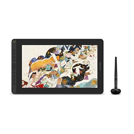 HUION KAMVAS 16 (2021) Graphic Drawing Pen Display Tablet with Screen | Full Laminated & Anti-Glare | MacOS, Windows, Android, Laptop & PC Supported | PW517 Battery Free Stylus 8192 Pen Pressure | Tilt Adjustable Stand - 15.6 Inch Display (Black)