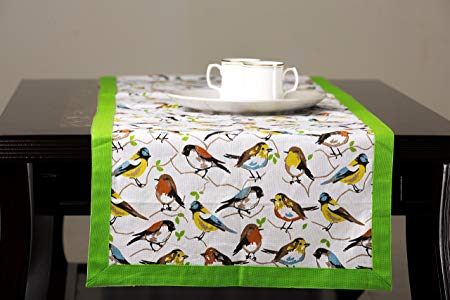 Mayfair Linen 100% Cotton Table Runner Designed in France (14'' x 72'', Birdie)