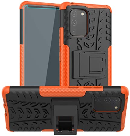 EVB Samsung Galaxy S10 Lite Case, [HD Screen Protector],[Impact Resistant][Double Protection][Foldable Stand],Compatible with Samsung Galaxy S10 Lite (Orange)