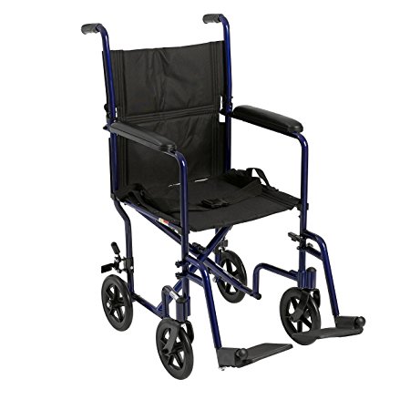 Drive Medical Aluminum Transport Chair, 19", Blue