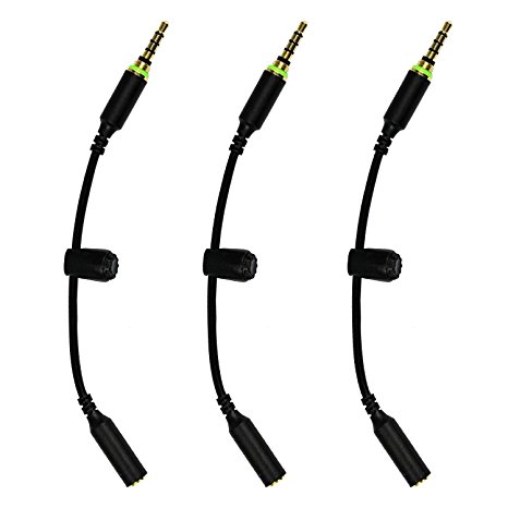Headphone Adapter Cable for Apple iPhone 6/6 plus Lifeproof Case Black 3 Pack (Iphone 6/6 plus)