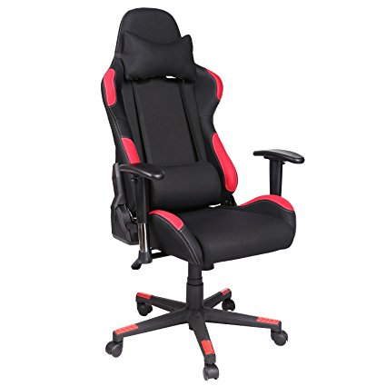 Modrine Racing Gaming Chair, High Back Breathable Fabric Durable Metal Frame Ergonomic Office Chair with Height Adjustable Armrests (Red)