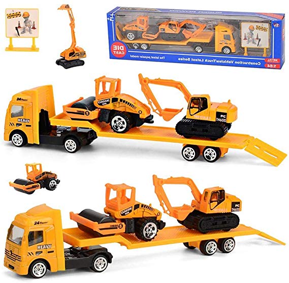 Feriay 4-pieces Set Children Alloy Engineering Car Toy Mini Simulation Car Model Toys Vehicle Playsets