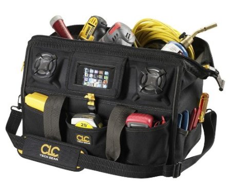 Custom Leathercraft A233 18-Inch 39 Pocket Tech Gear Stereo Speaker Mega Mouth Tool Bag