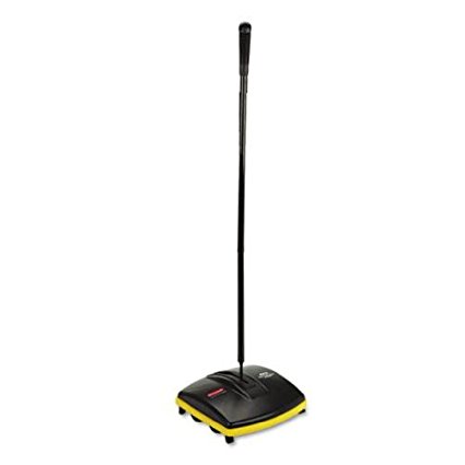 Rubbermaid Commercial Prod. 421288BK Floor/Carpet Sweeper, Flat Fold Handle, 6-1/2 in. W, Black/Gray