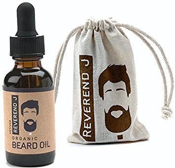 Best Beard Oil for Men 100% Natural & Organic Reverend J Vetiver Scented, Softens & Strengthens Beard, Relieves Itching for Healthy Beard Growth. Pure Essential Oils. Good for all Beards & Goatees.