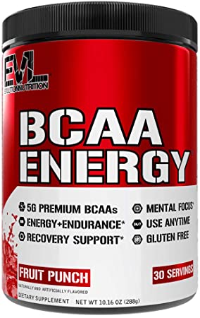 Evlution Nutrition BCAA Energy - High Performance, Energizing Amino Acid Supplement for Muscle Building, Recovery, and Endurance, 30 Servings (Fruit Punch)