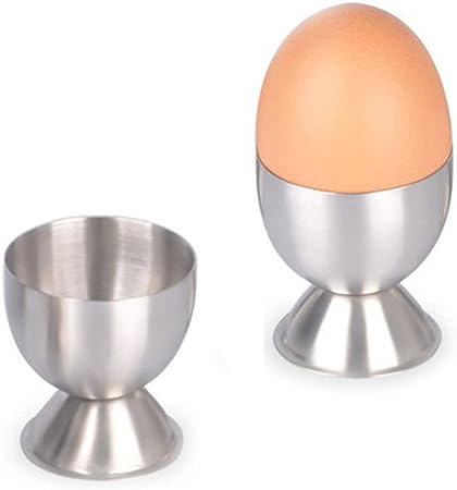 2PCS Stainless Steel Egg Cups Boiled Egg Holder Cup Silver Egg Tray Kitchen Gadgets Tools for Hard Soft Boiled Eggs