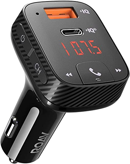 Anker Roav SmartCharge T2 Bluetooth FM Transmitter for Car, Audio Adapter and Receiver, Car Charger, Power IQ 3.0, Bluetooth 5.0, Wireless Calling, Noise Cancellation