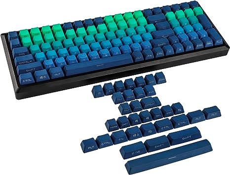 YMDK 133 Key Cyan Blue PBT Double Shot Side-lit Shine Through Backlit keycaps OEM Profile for MX Mechanical Keyboard 108 96 87 NJ80 KBD67 ID80 84 68 64