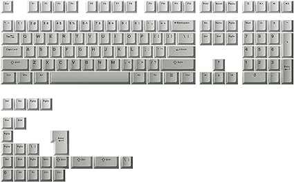 Akko Keyboard Keycaps 132 Keys Cherry Profile PBT Double-Shot Keycap Set, ANSI and ISO-UK Layout for Mechanical Keyboards with MX Style Stem Cool Gray Gradient Theme