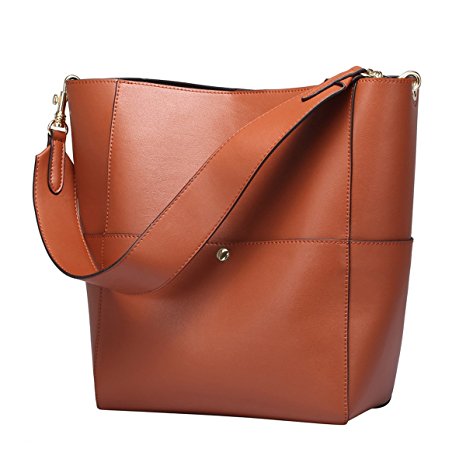 Save 30% on S-ZONE Women's Fashion Vintage Leather Bucket Tote Shoulder Bag Handbag Purse