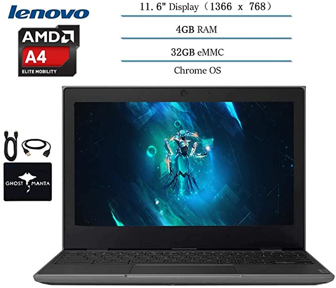 2020 Newest Lenovo Chromebook 11 11.6" HD Laptop Computer for Business and Student, AMD A4-9120C (up to 2.4GHz, Beat i5-7260U), 4GB RAM, 32GB eMMC, (4GB RAM | 32GB eMMC, Black)