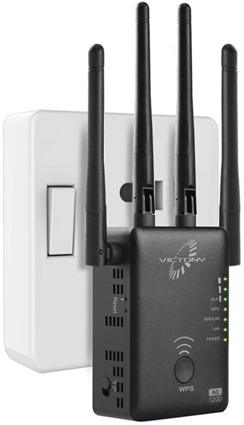 VICTONY WiFi Extender Repeater for 2.4 and 5G 1200Mbps WiFi Signal Booster Amplifier with 4 External Antennas WiFi Range Extender WA1200