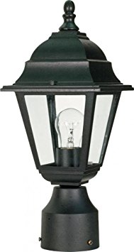 Nuvo 60/548 Textured Post Lantern with Clear Glass, Textured Black