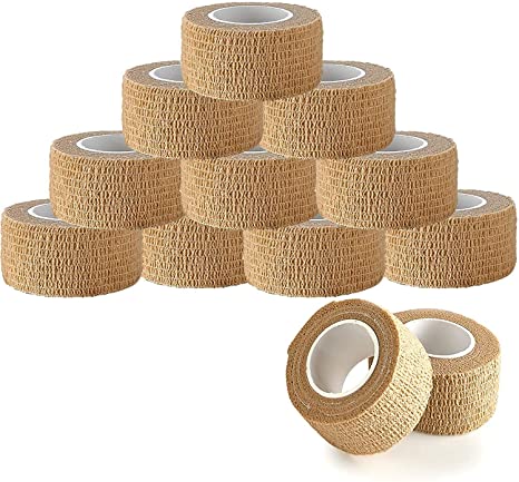 Self Adhesive Bandages - 1" x 5 Yards Per Roll - Pack of 12 Rolls, Elastic Self Adherent Cohesive Wrap First Aid Tape for Sprain Swelling and Soreness on Wrist and Ankle