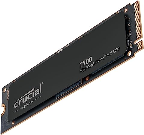 Crucial T700 1TB Gen5 NVMe M.2 SSD - Up to 11,700 MB/s - DirectStorage Enabled - CT1000T700SSD3 - Gaming, Photography, Video Editing & Design - Internal Solid State Drive